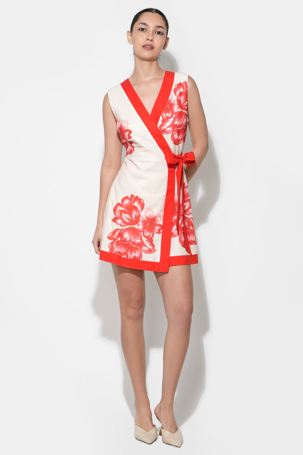 Amara Printed Faux Wrap Mini Dress F263D7073