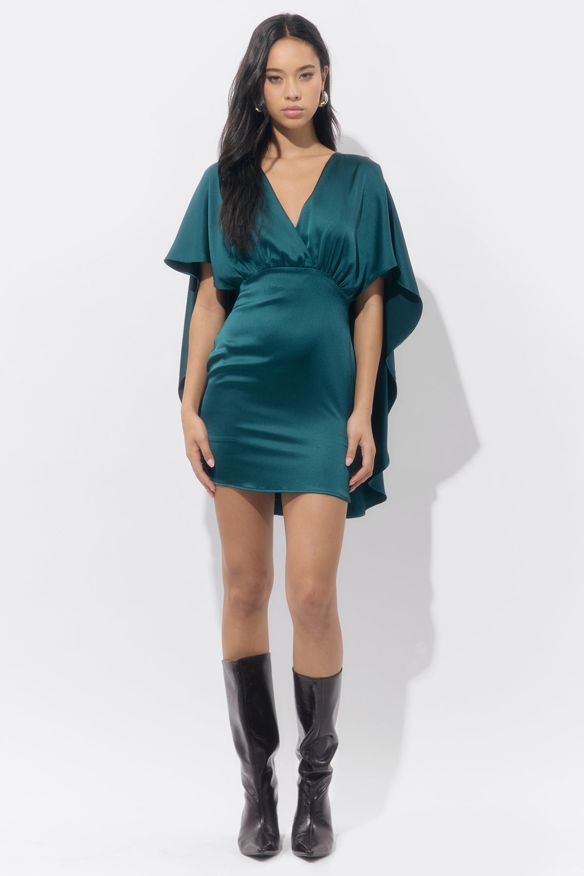 short dress cape Aria Satin Cape Mini Dress