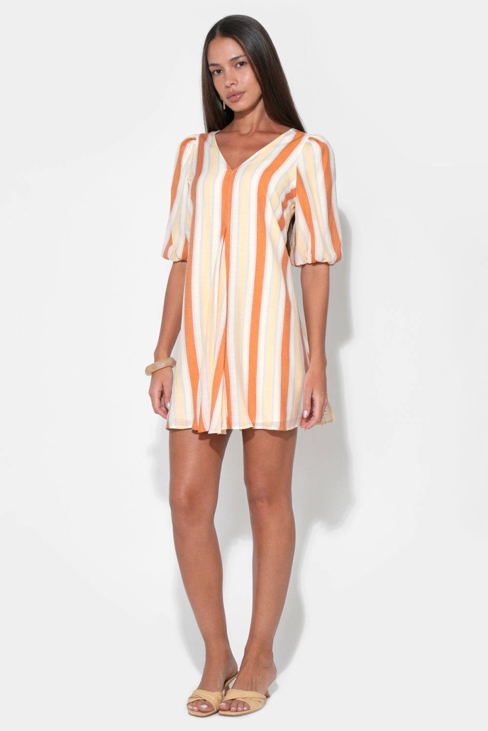 Aurora Puff Sleeve Stripe Mini Dress F263D7063