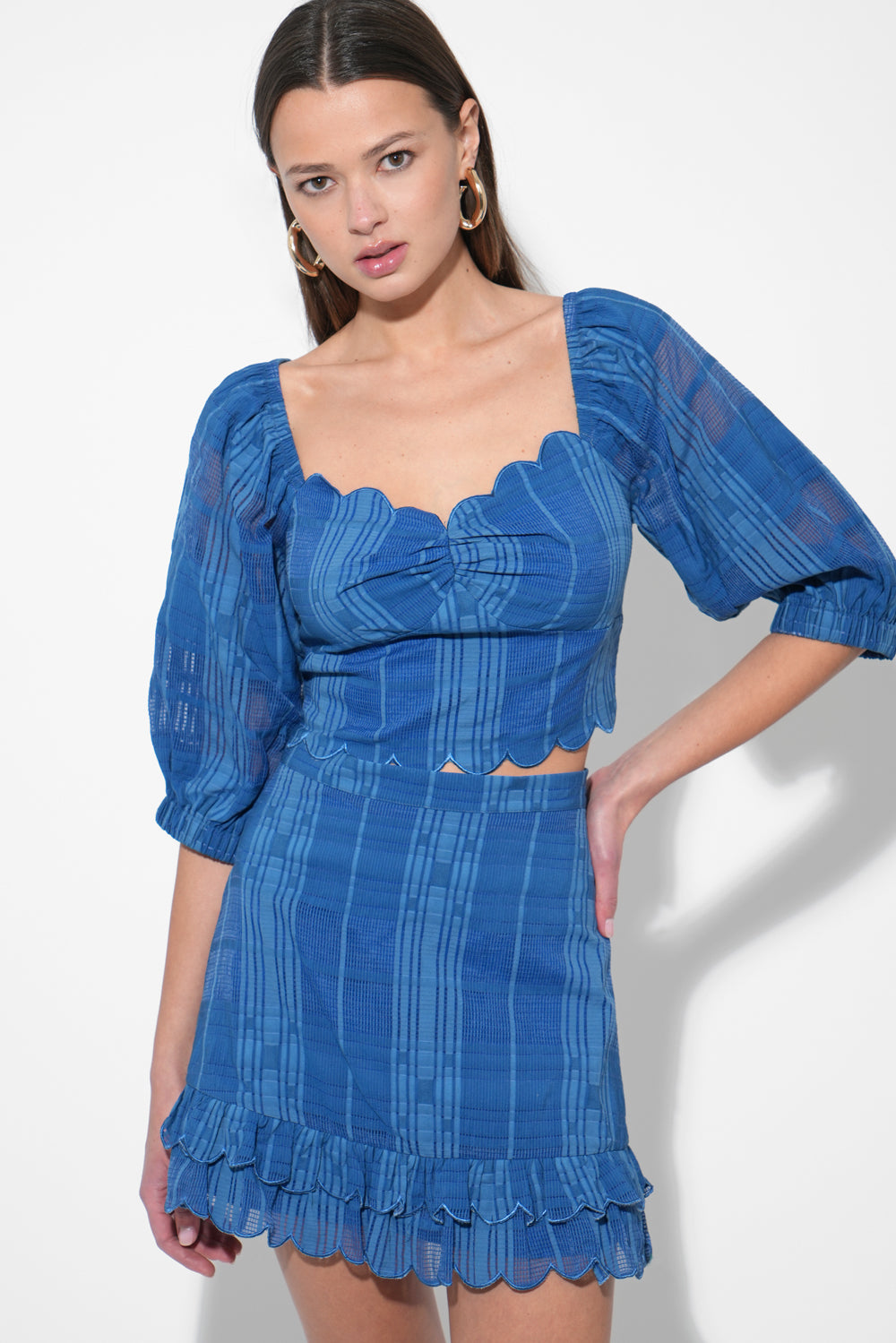 Bella Scalloped Jacquard Stripe Mini
Skirt F257S9381