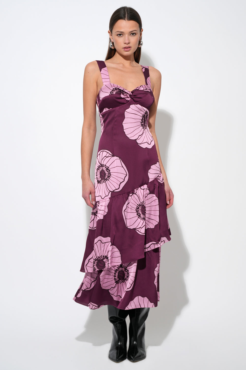 Calla Floral Tiered Midi Dress F258D6574