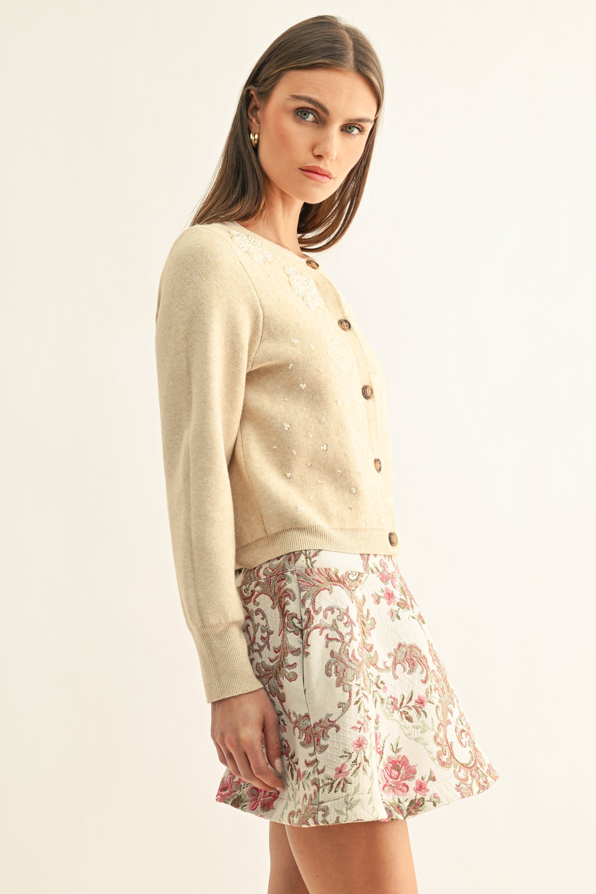 Daleyza Flared Jacquard Mini Skirt