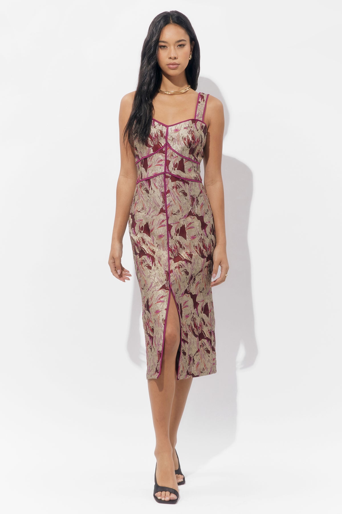 Ella Jacquard Midi Dress F259D6644