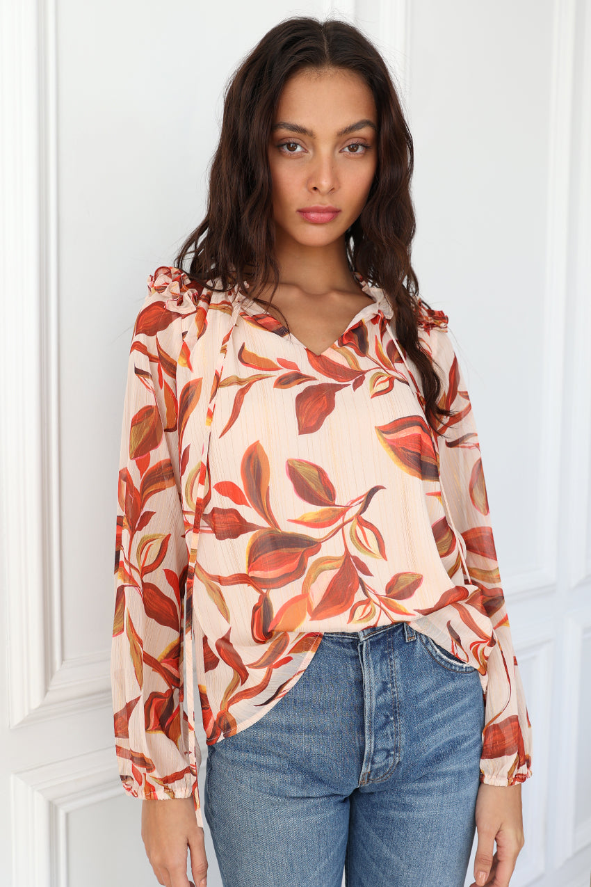 Brunella Lurex Threaded Chiffon Blouse