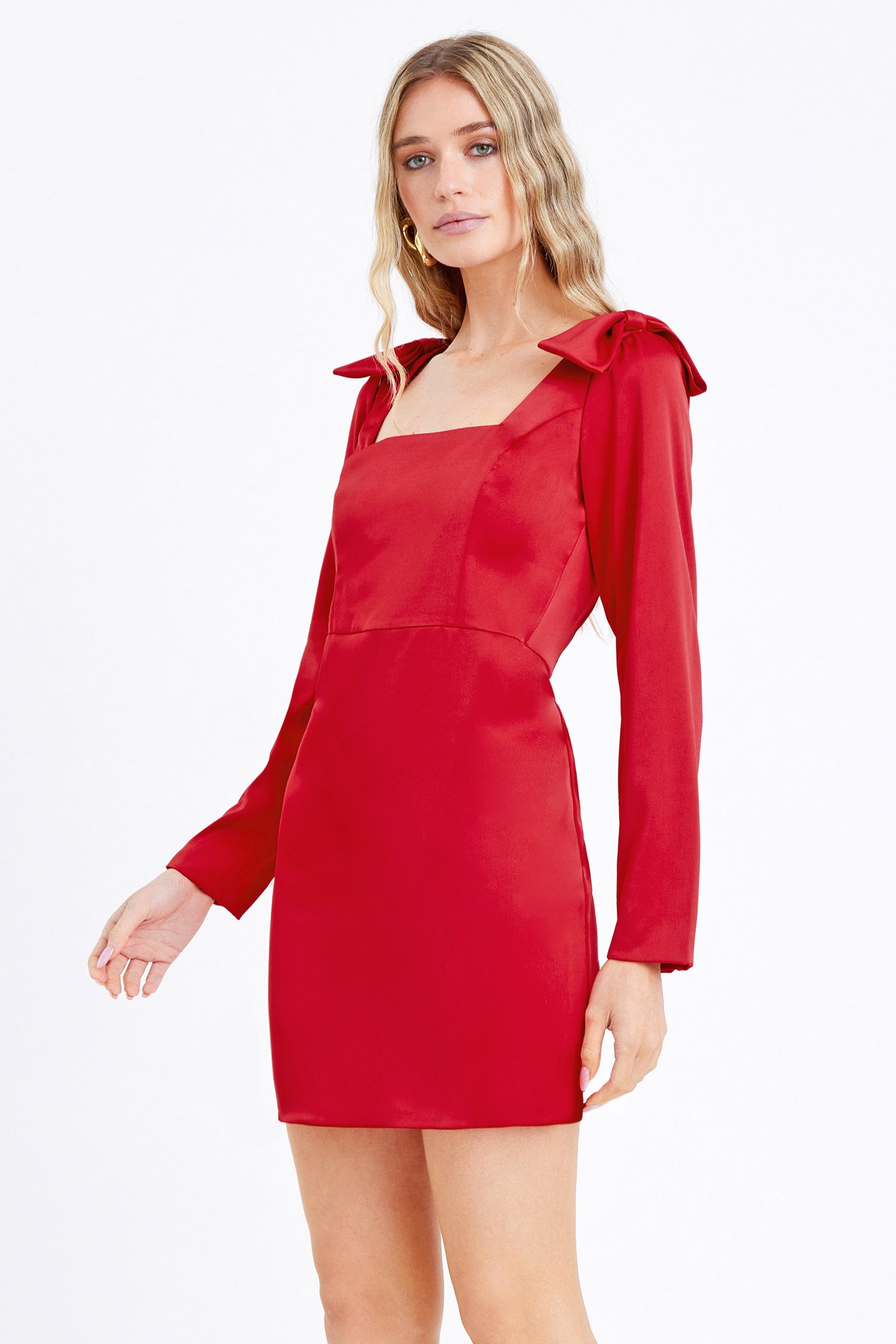 Ashley Bow Satin Mini Dress