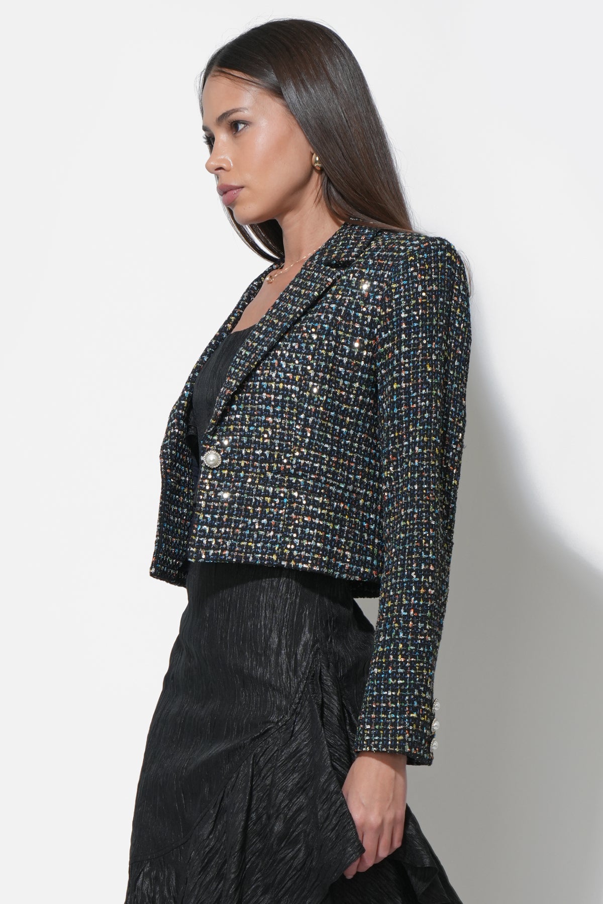 Vicky Tweed Cropped Blazer