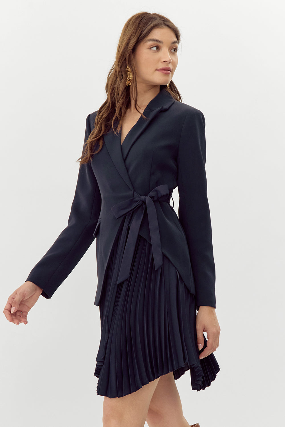 Rosayln Tie Waist Pleated Blazer Dress - FINAL SALE