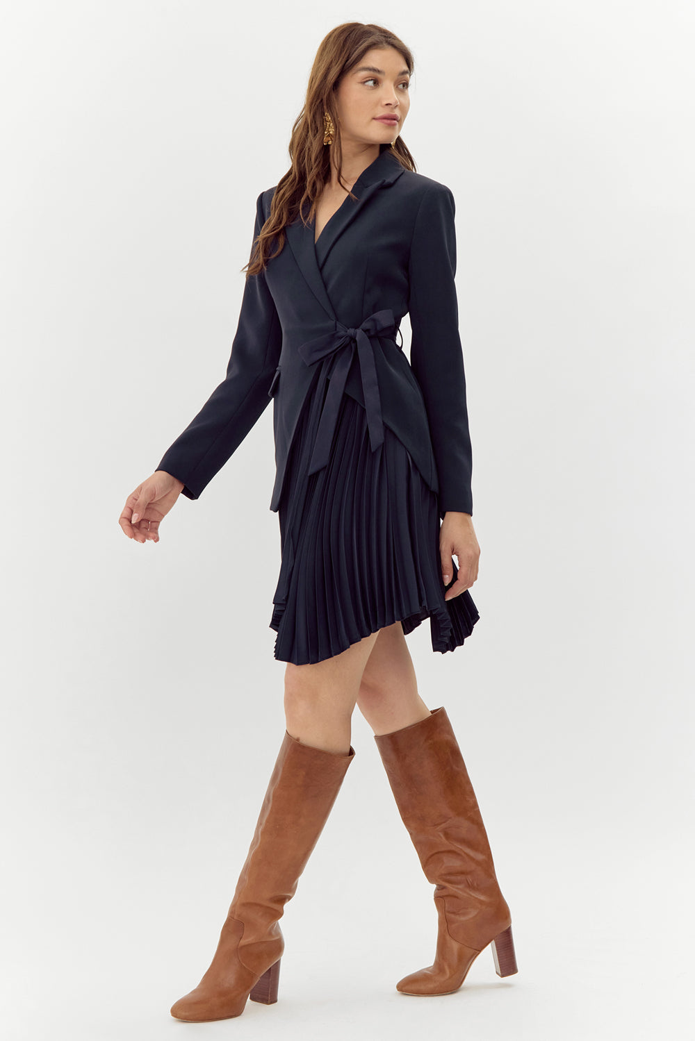 Rosayln Tie Waist Pleated Blazer Dress - FINAL SALE