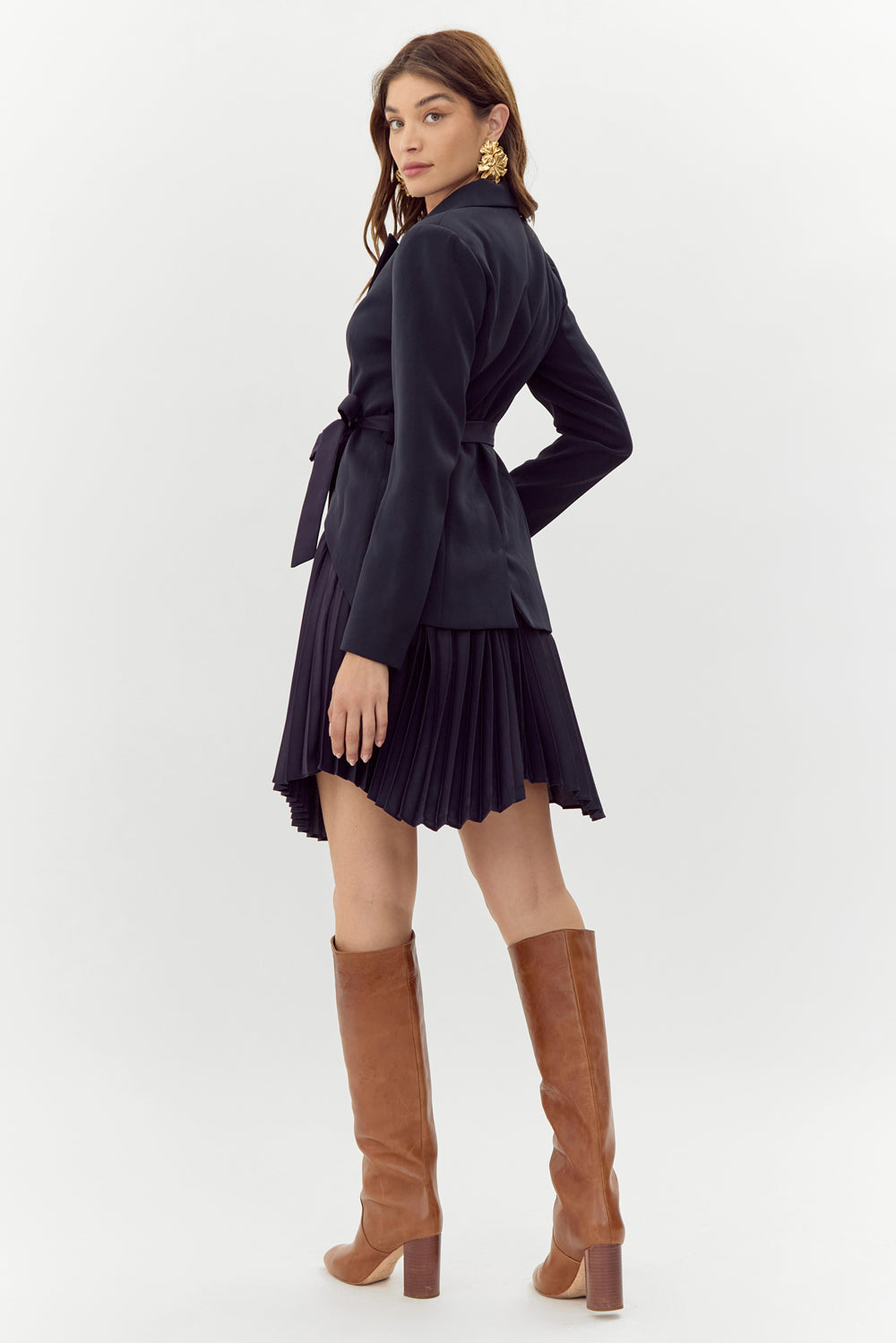 Rosayln Tie Waist Pleated Blazer Dress - FINAL SALE