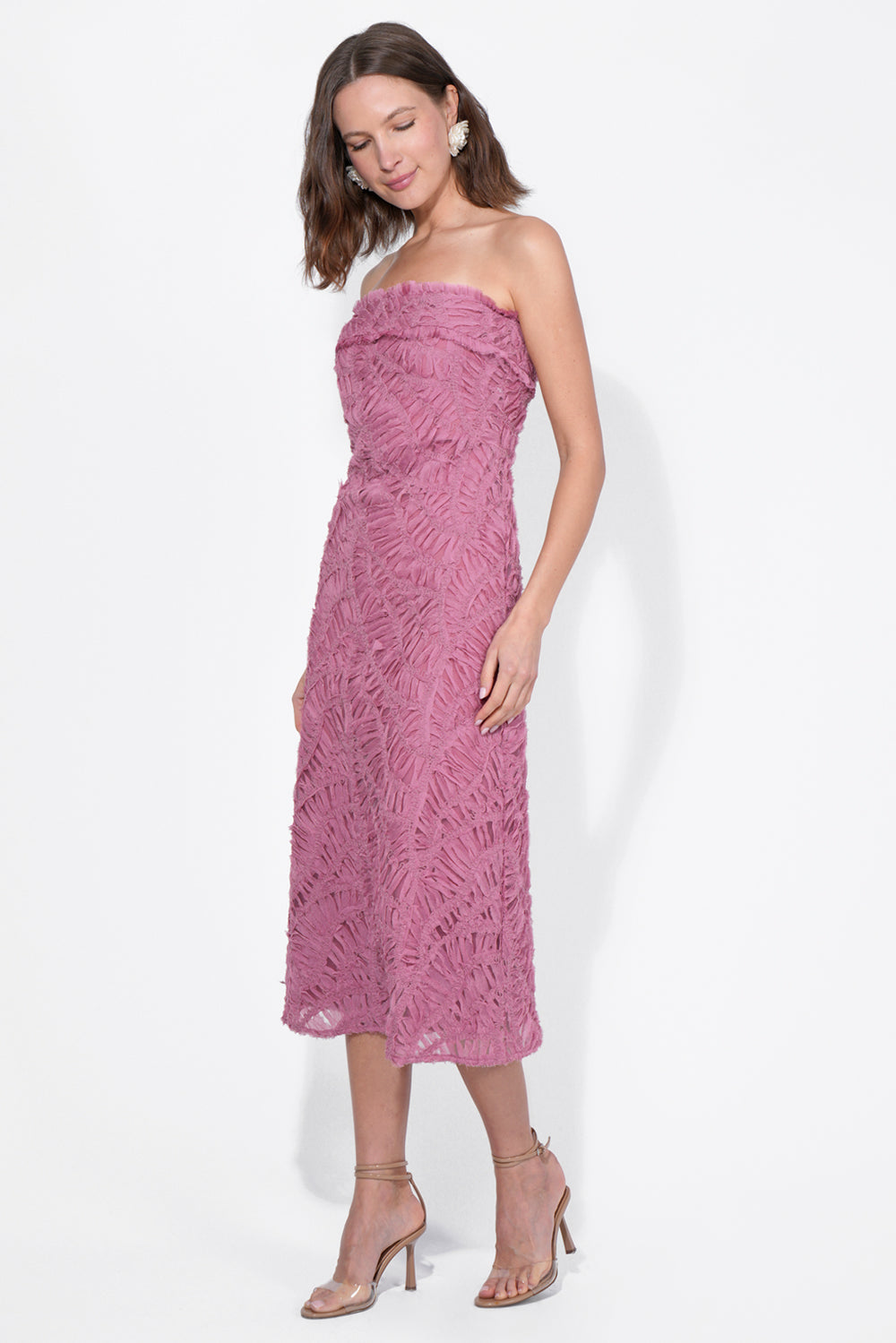 Manon 3D Lace Strapless Midi Dress