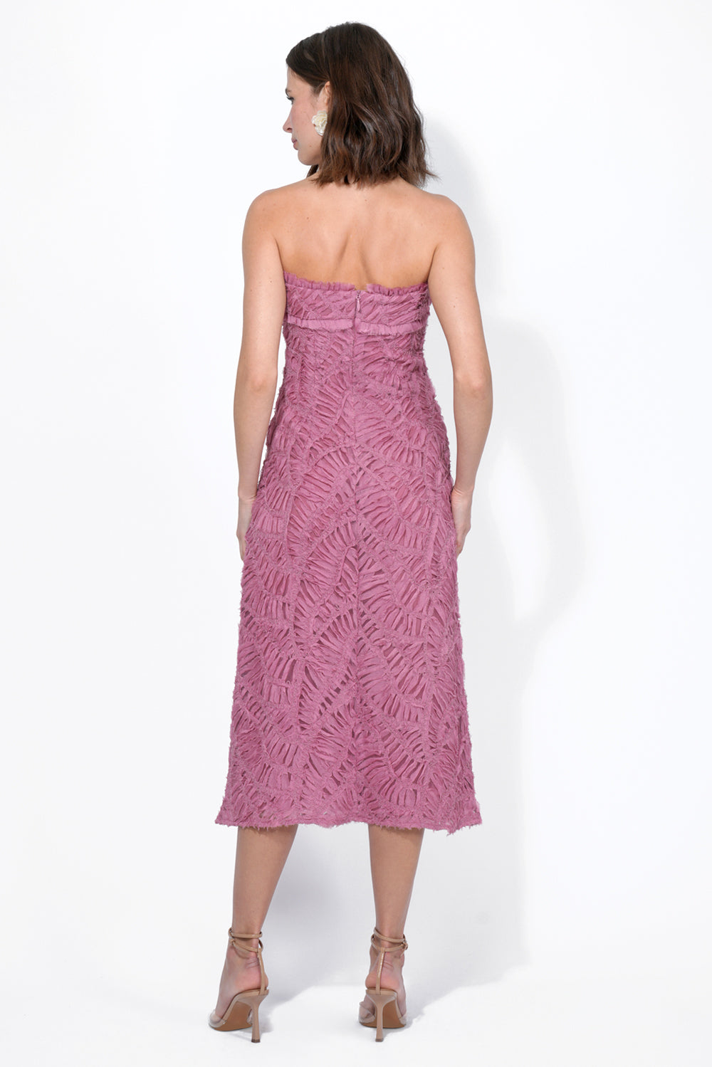 Manon 3D Lace Strapless Midi Dress