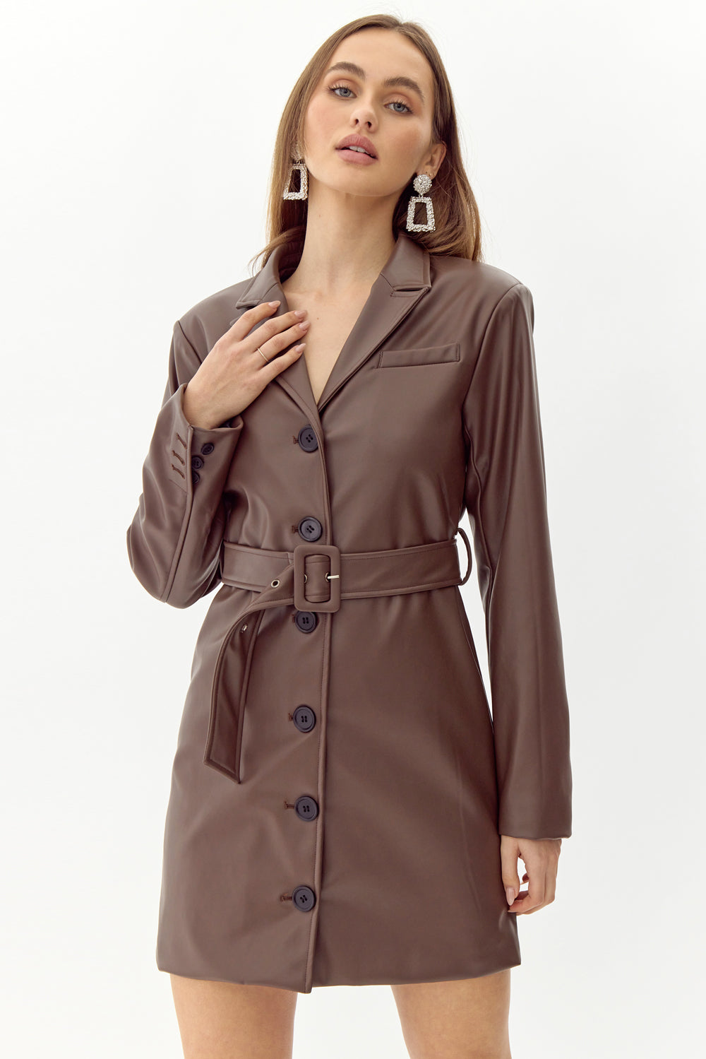 Sabrina Vegan Leather Blazer Dress