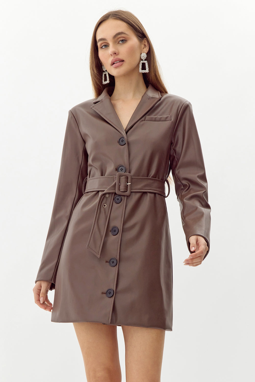 Sabrina Vegan Leather Blazer Dress