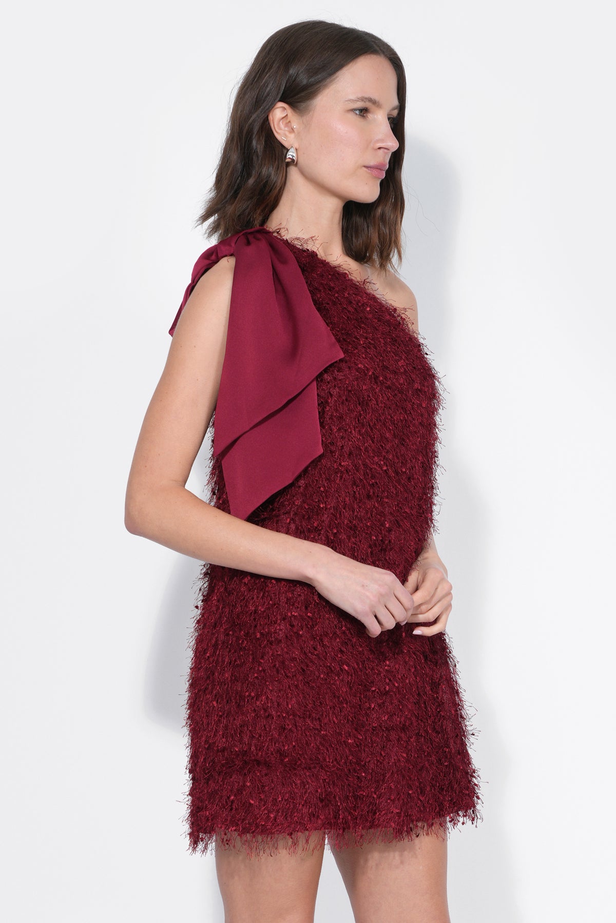 Elisha One Shoulder Fringe Mini Dress
