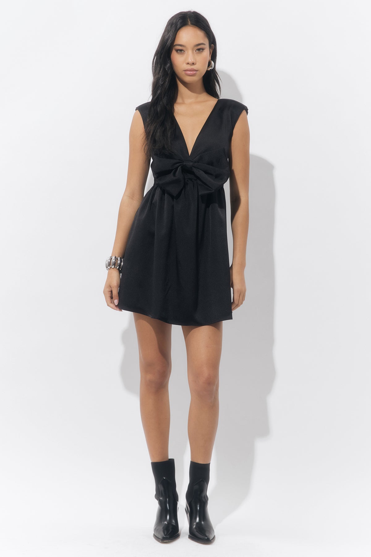 Elaine Bow Taffeta Mini Dress
