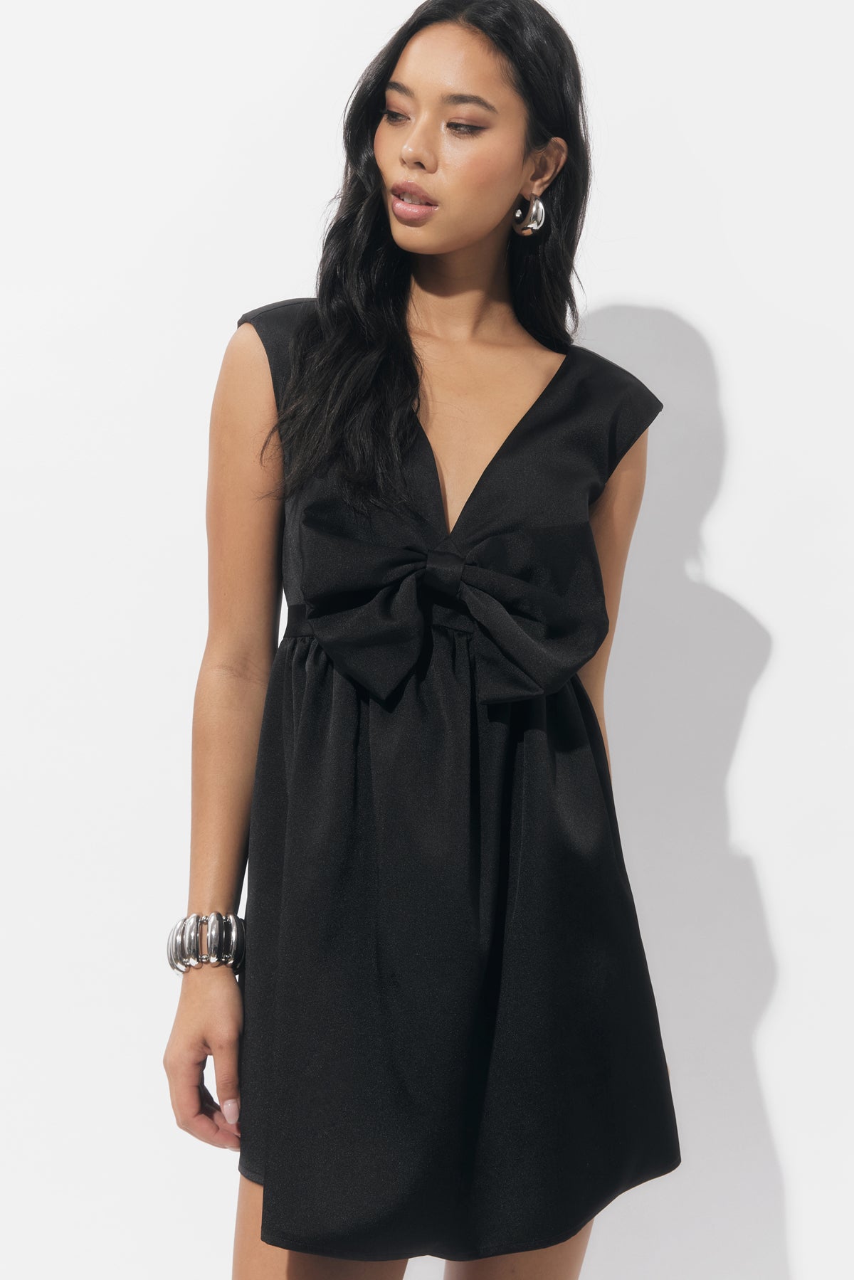 Elaine Bow Taffeta Mini Dress