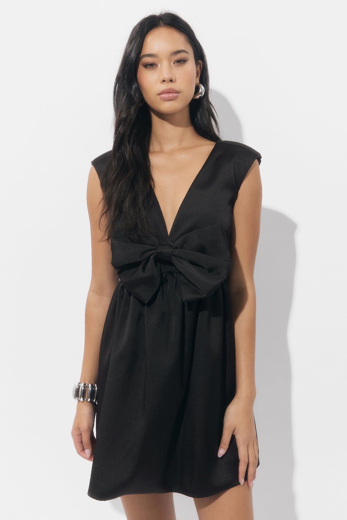 Elaine Bow Taffeta Mini Dress