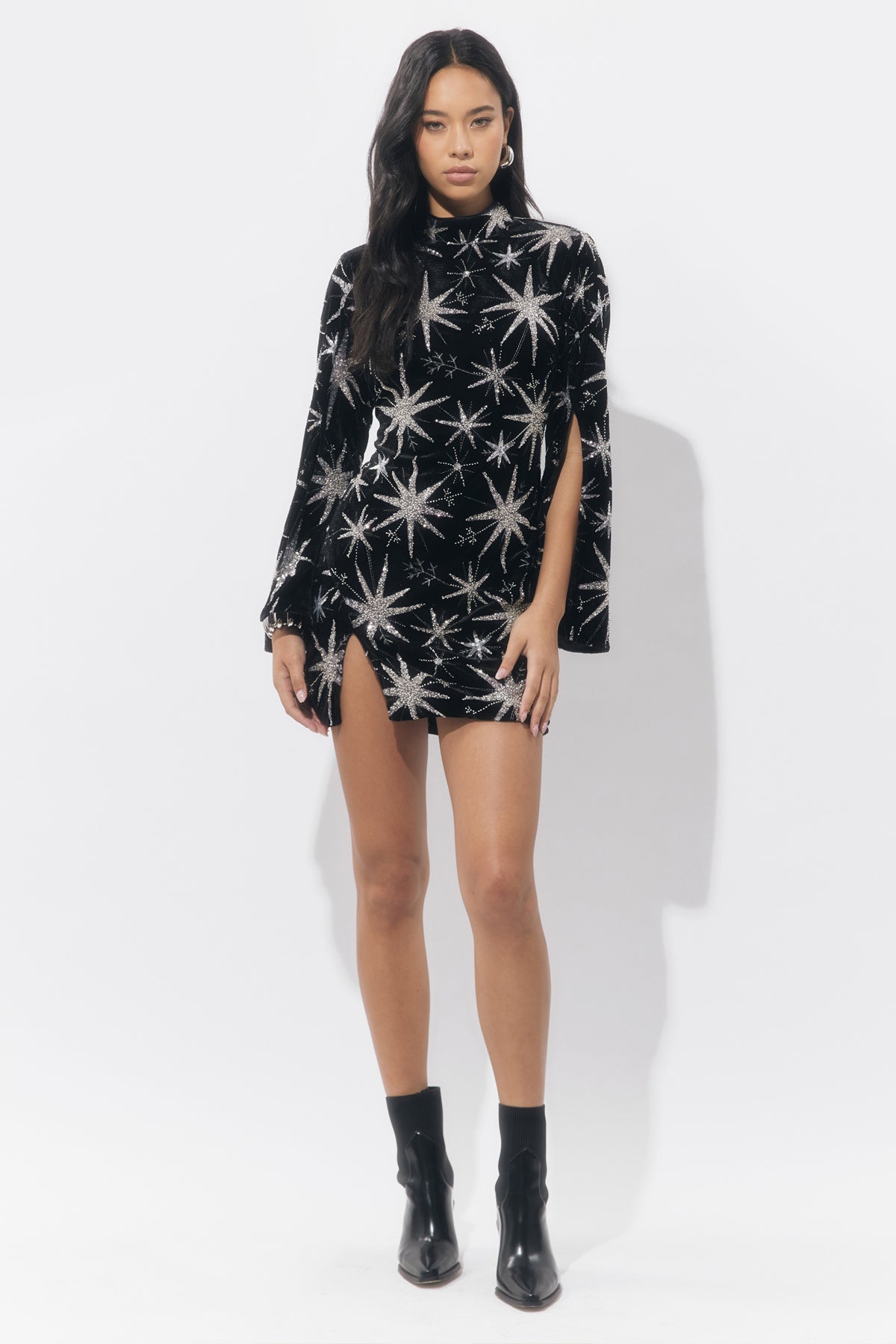 Eden Embellished Slit Sleeve Mini Dress