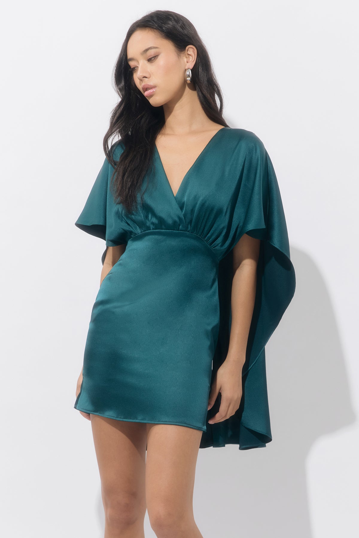 Aria Satin Cape Mini Dress