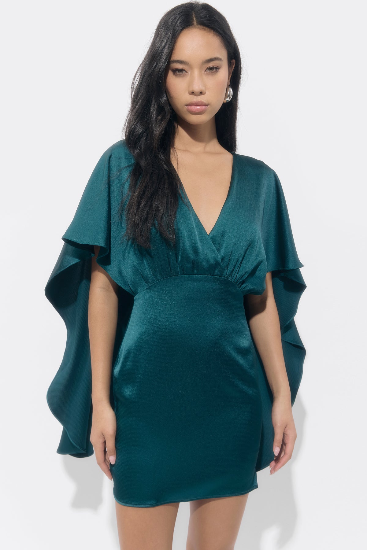 Aria Satin Cape Mini Dress