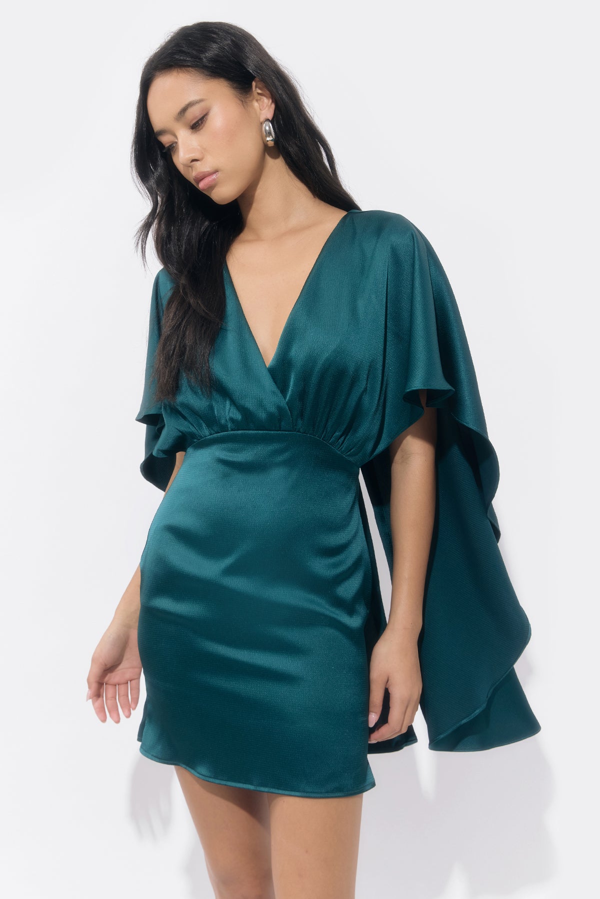 Aria Satin Cape Mini Dress