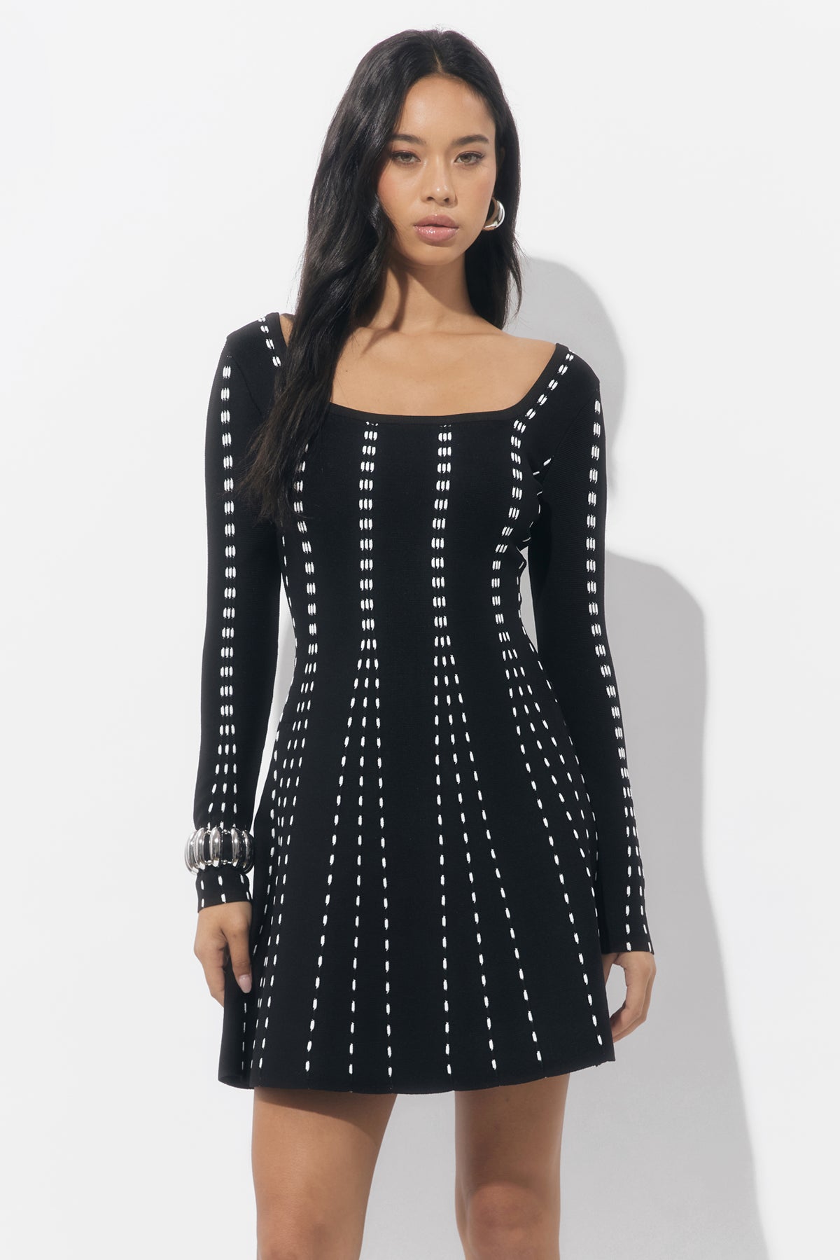 Kira Square Neck Stripe Sweater Mini Dress