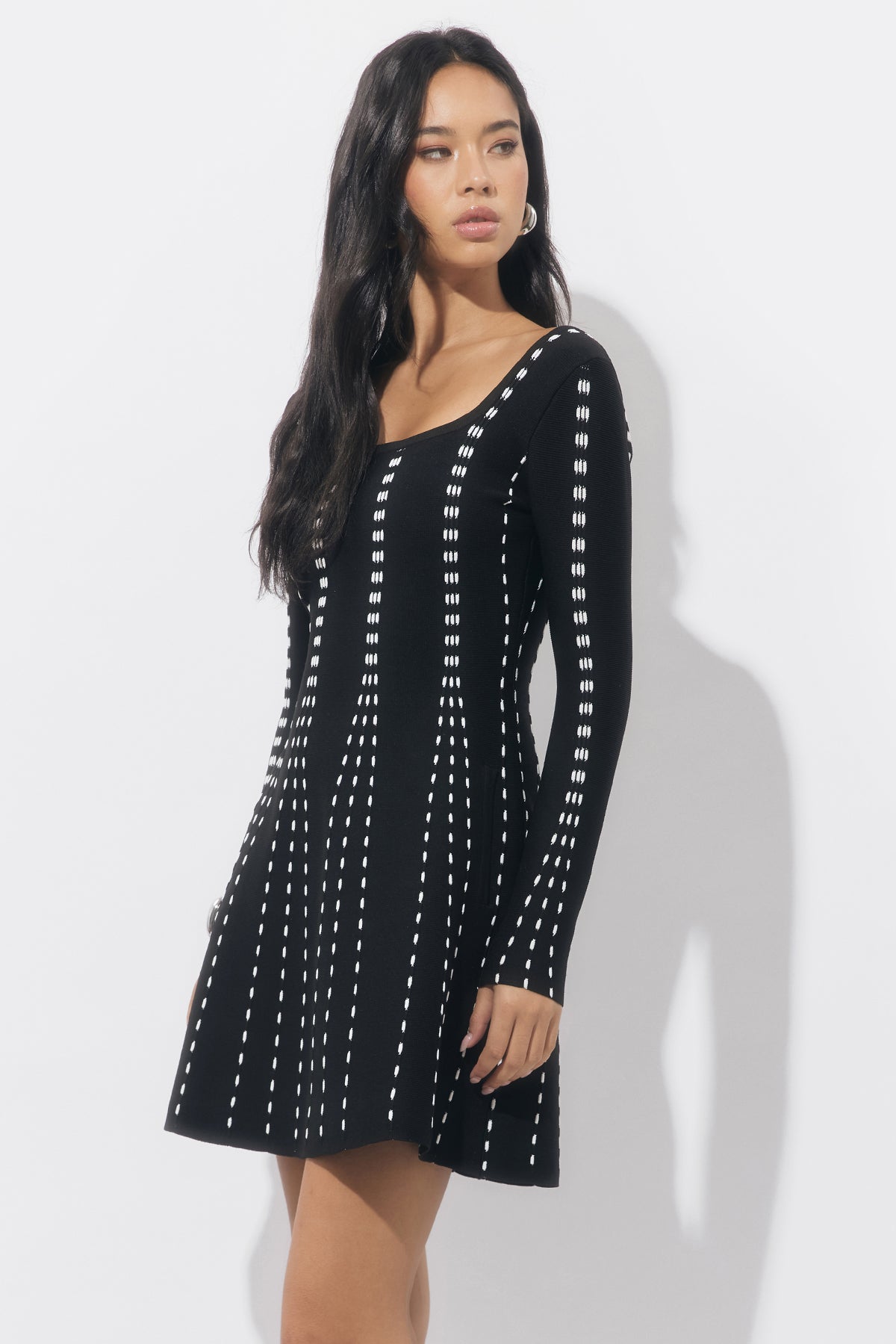 Kira Square Neck Stripe Sweater Mini Dress
