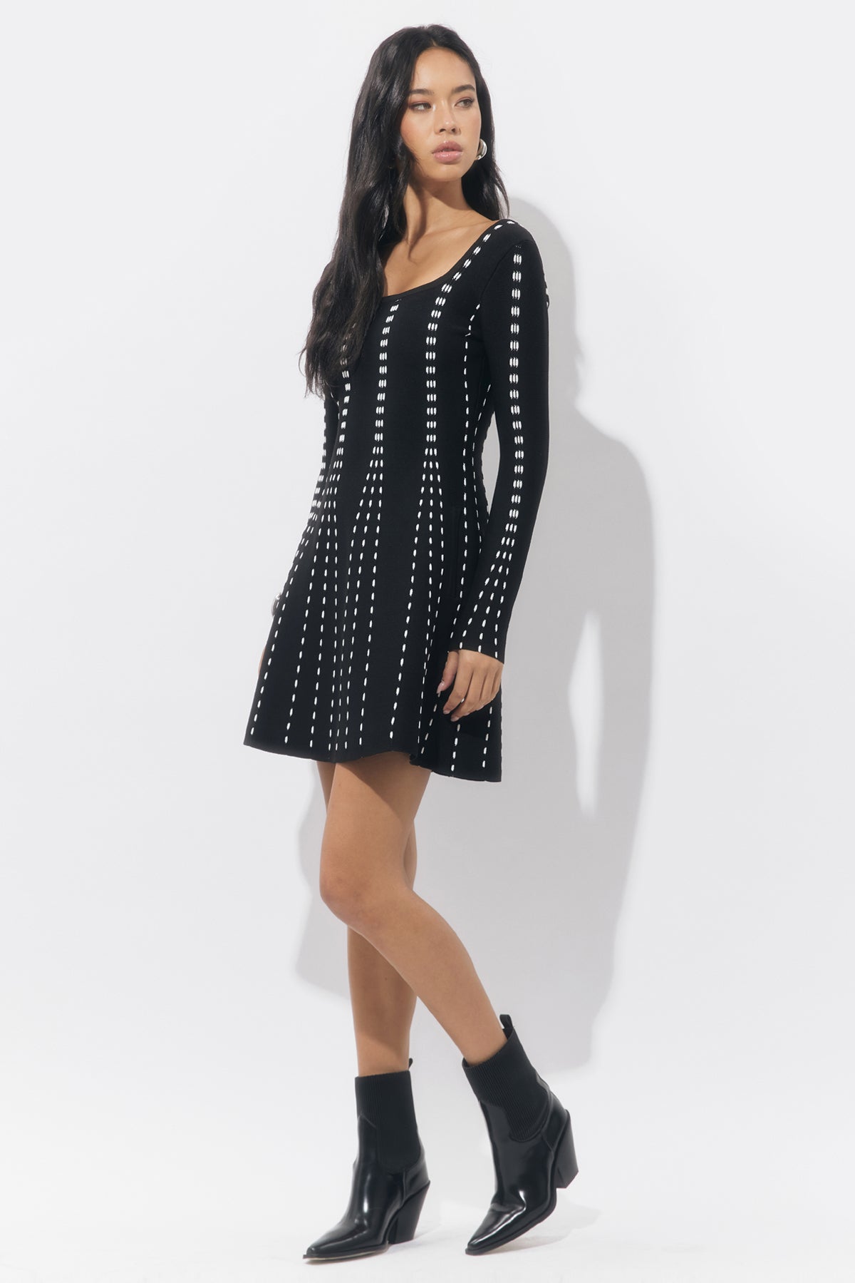 Kira Square Neck Stripe Sweater Mini Dress