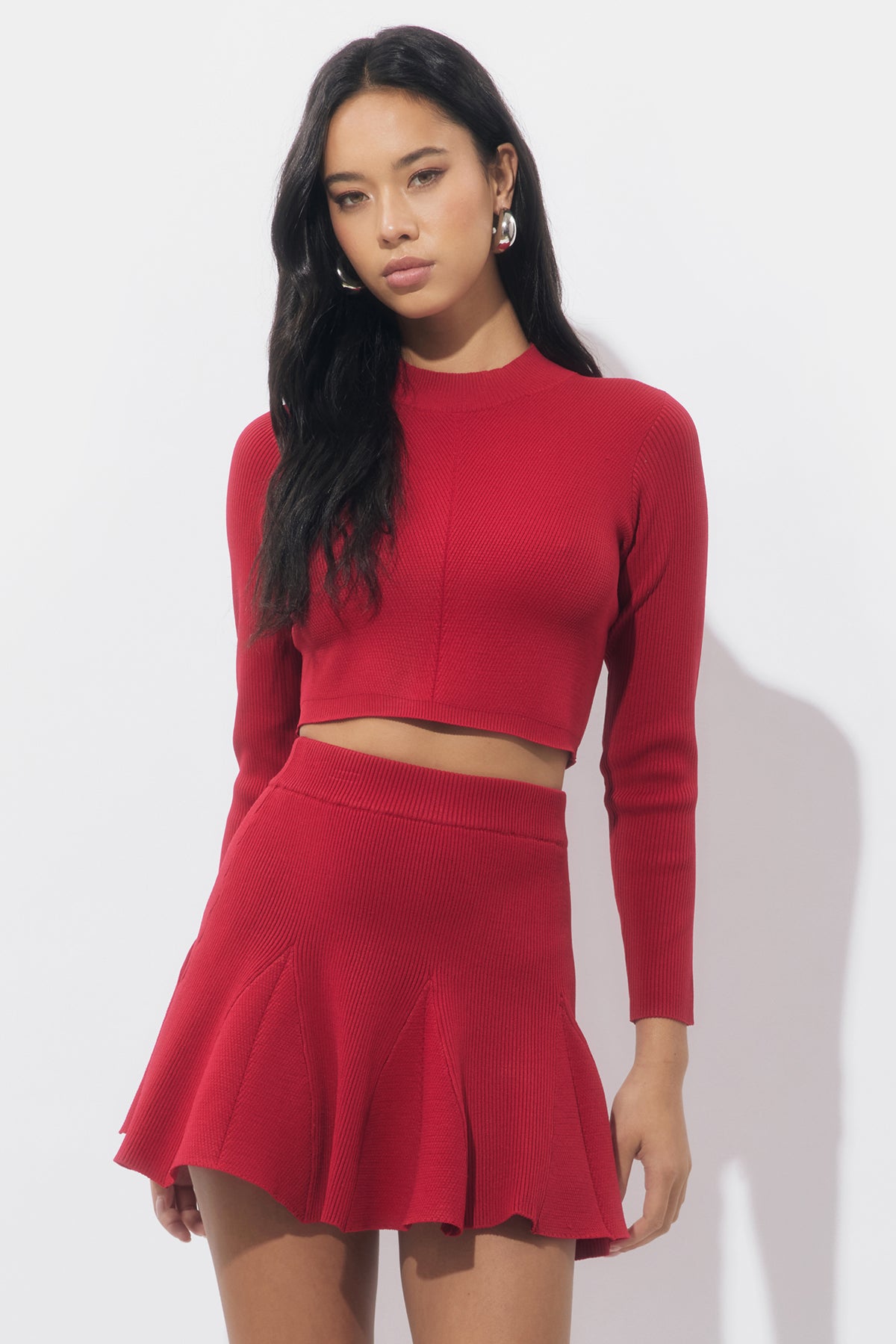 Carrie High Neck Long Sleeve Knit Top