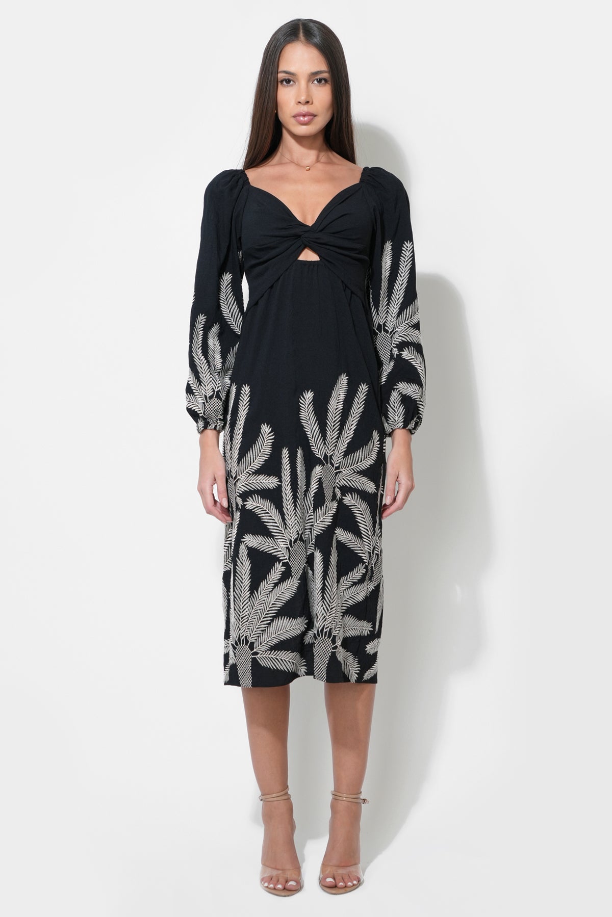 Jia Embroidered Midi Dress