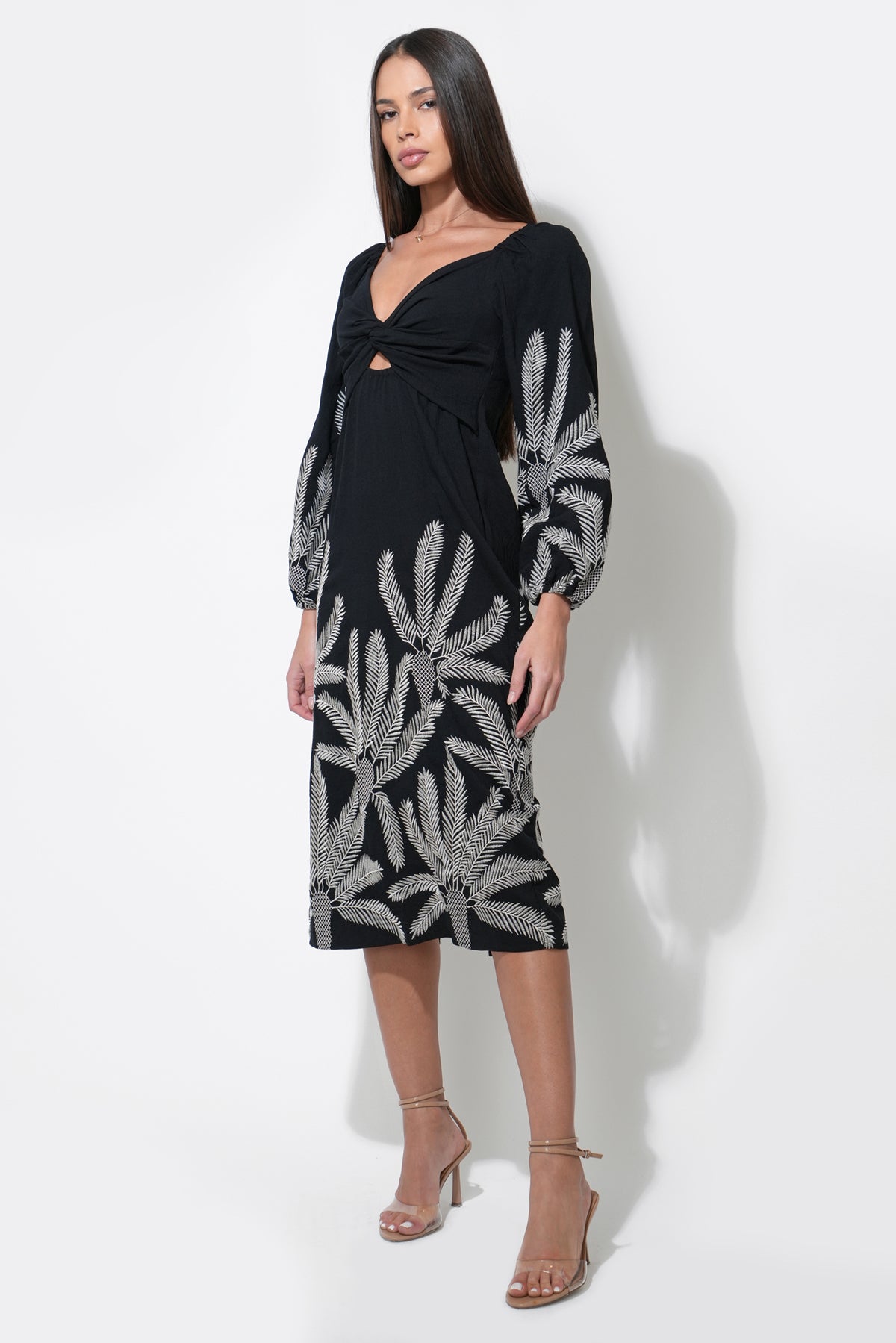 Jia Embroidered Midi Dress