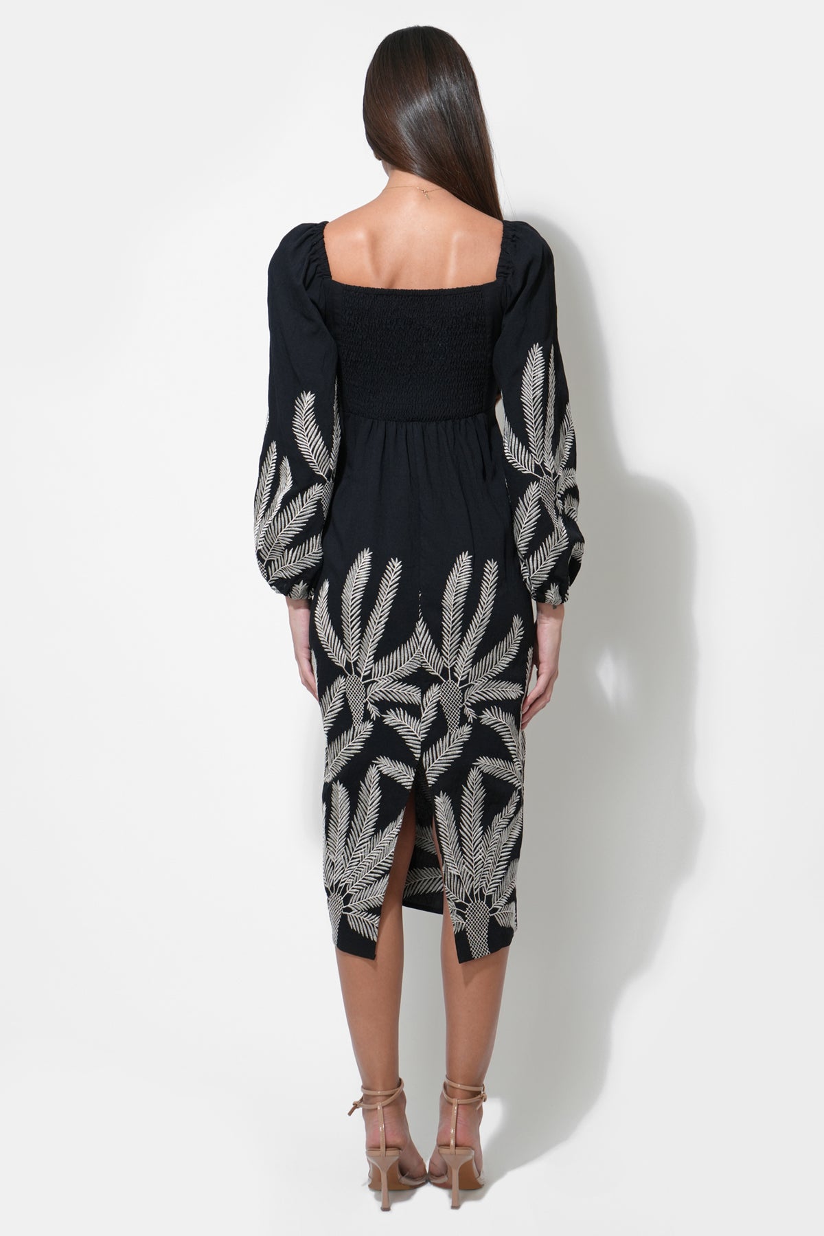 Jia Embroidered Midi Dress