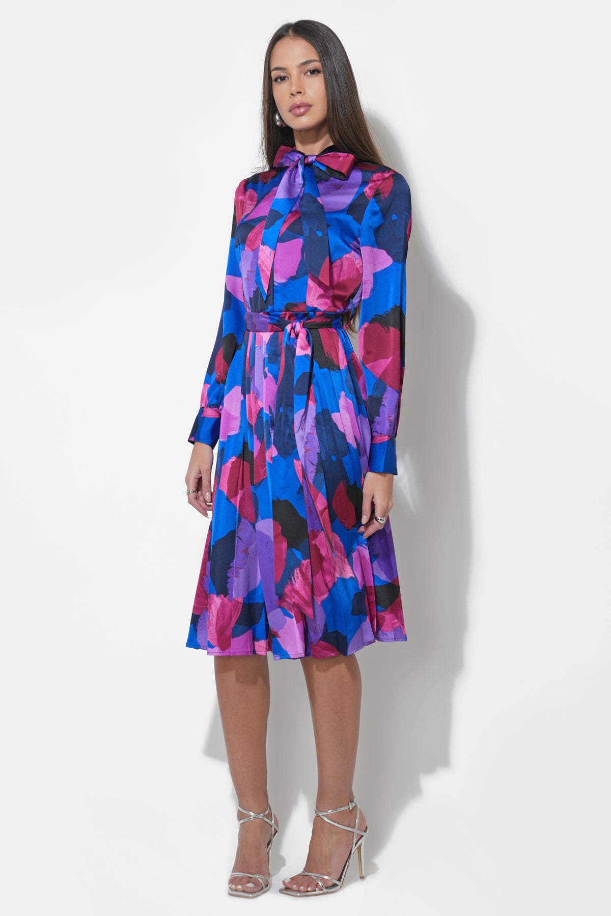 Guinevere Button Up Pleated Midi Dress
