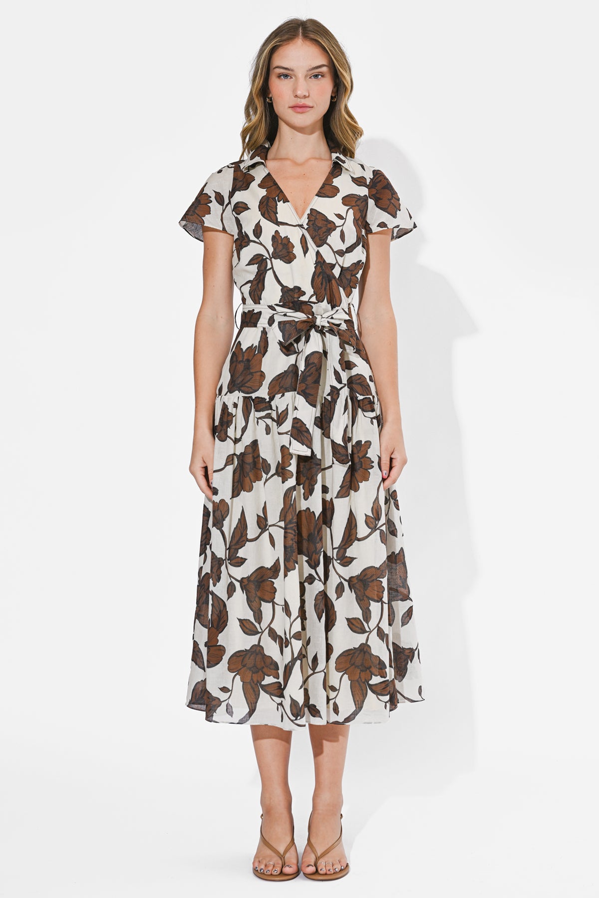 Taylor Flowy Wrap Midi Dress