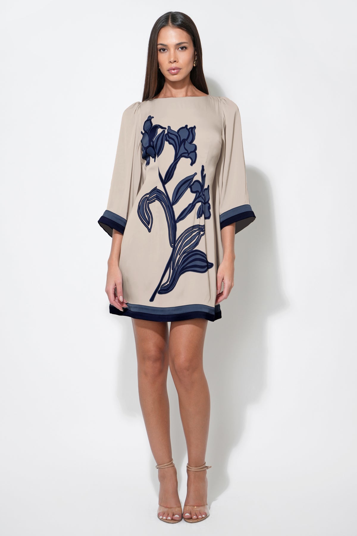 Emerson Bell Sleeve Blown Up Flower Mini Dress