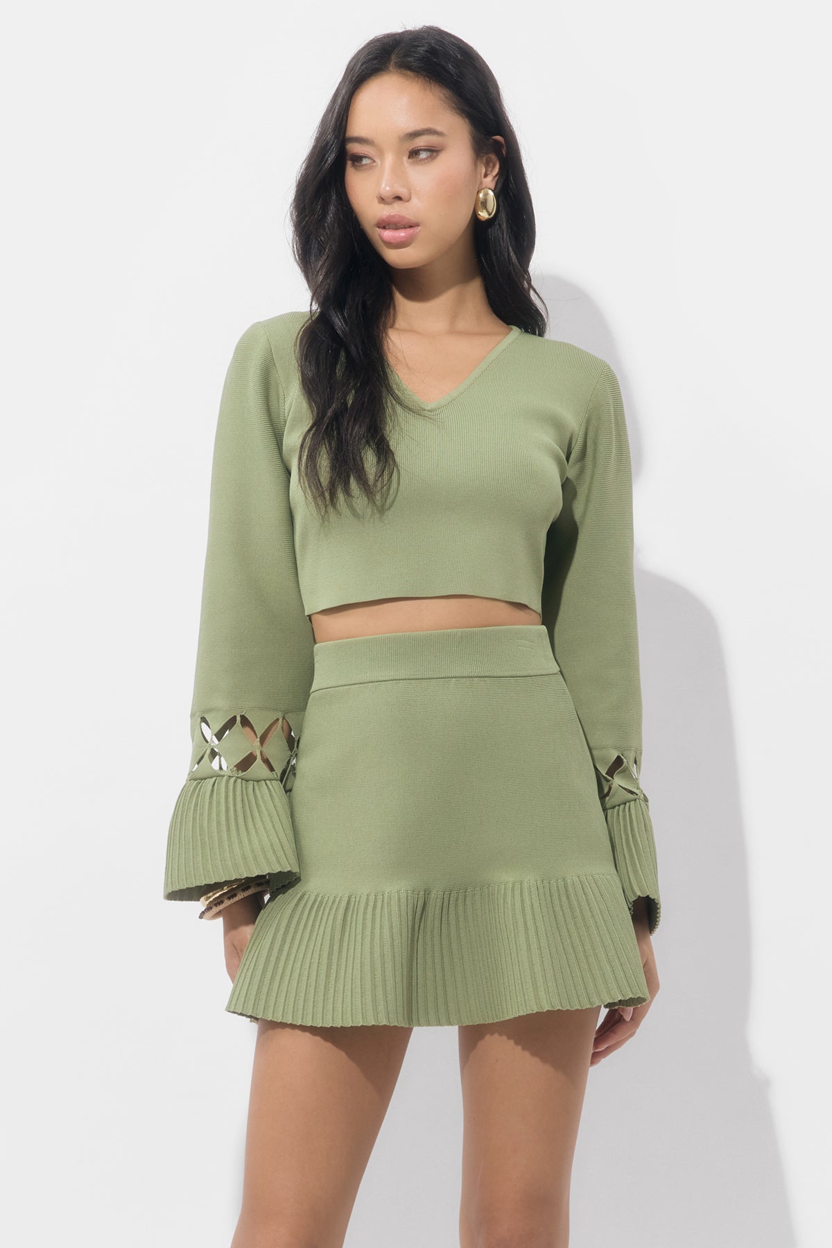 Cassia Pleated Rib Mini Skirt