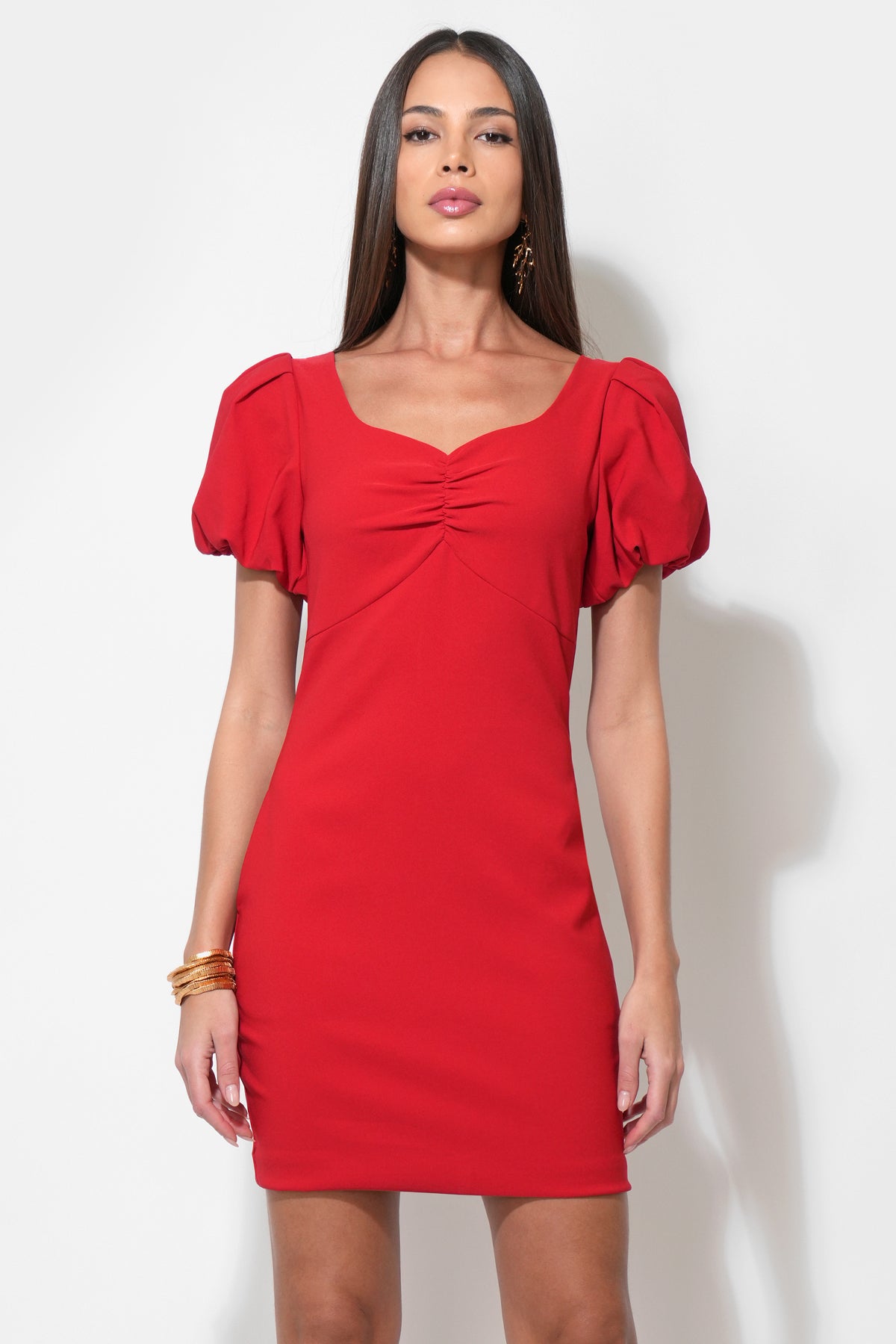 Hadley 3D Flower Bubble Sleeve Midi Dress