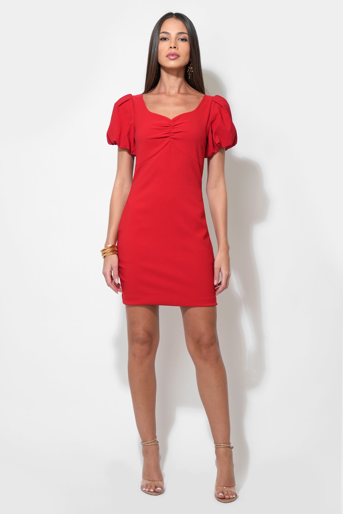 Hadley 3D Flower Bubble Sleeve Midi Dress