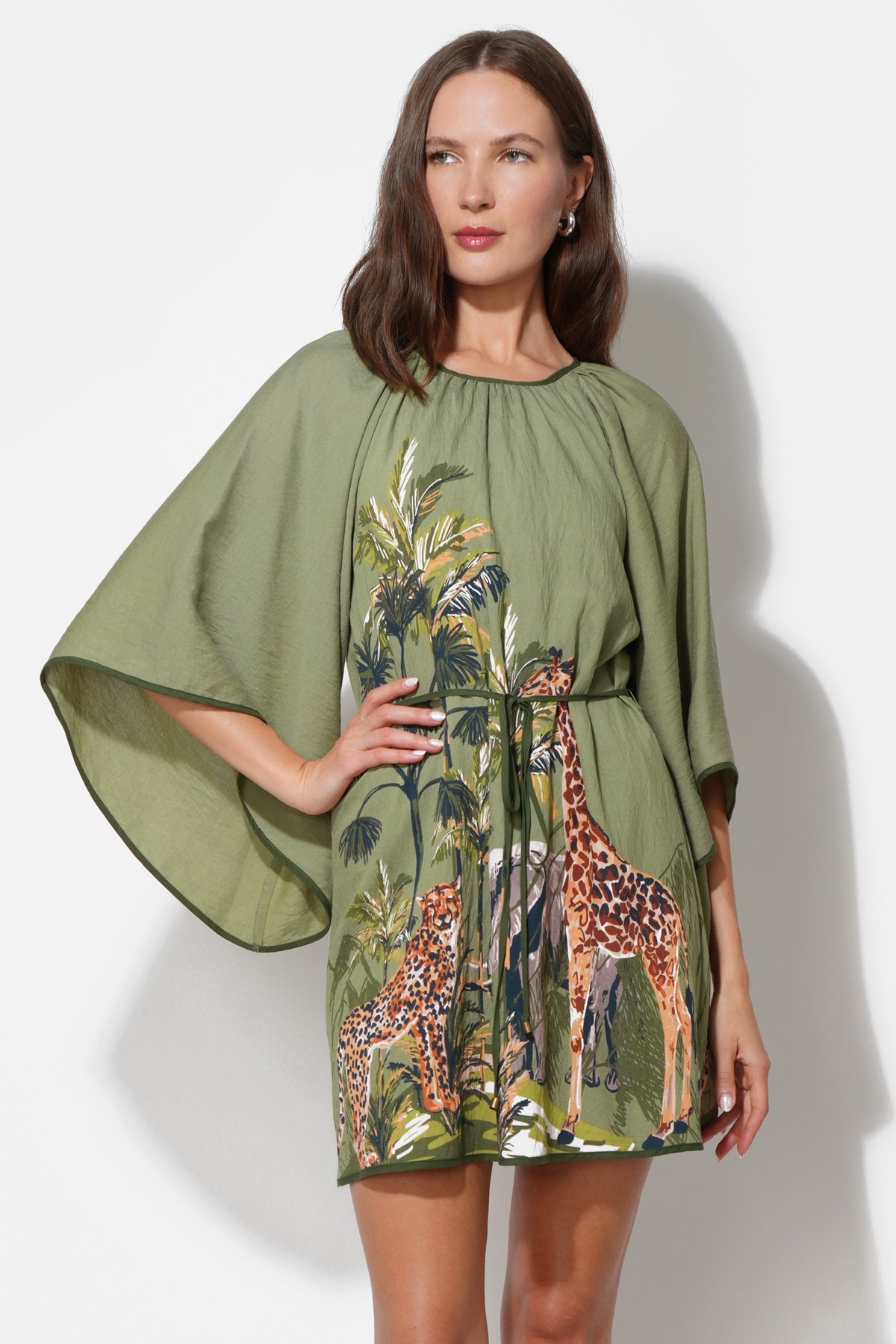 Irene Round Neck Printed Mini Dress