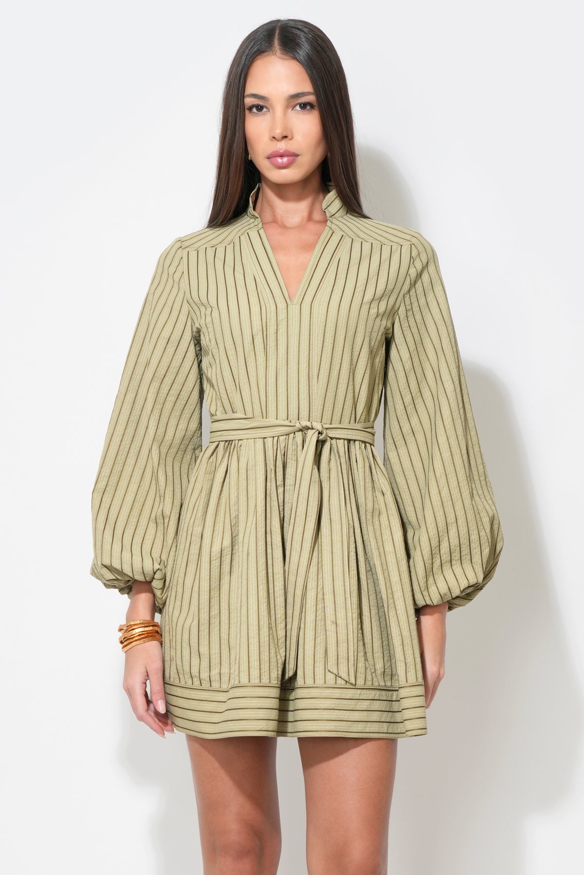 Marnie Embroidery Stripe Mini Dress