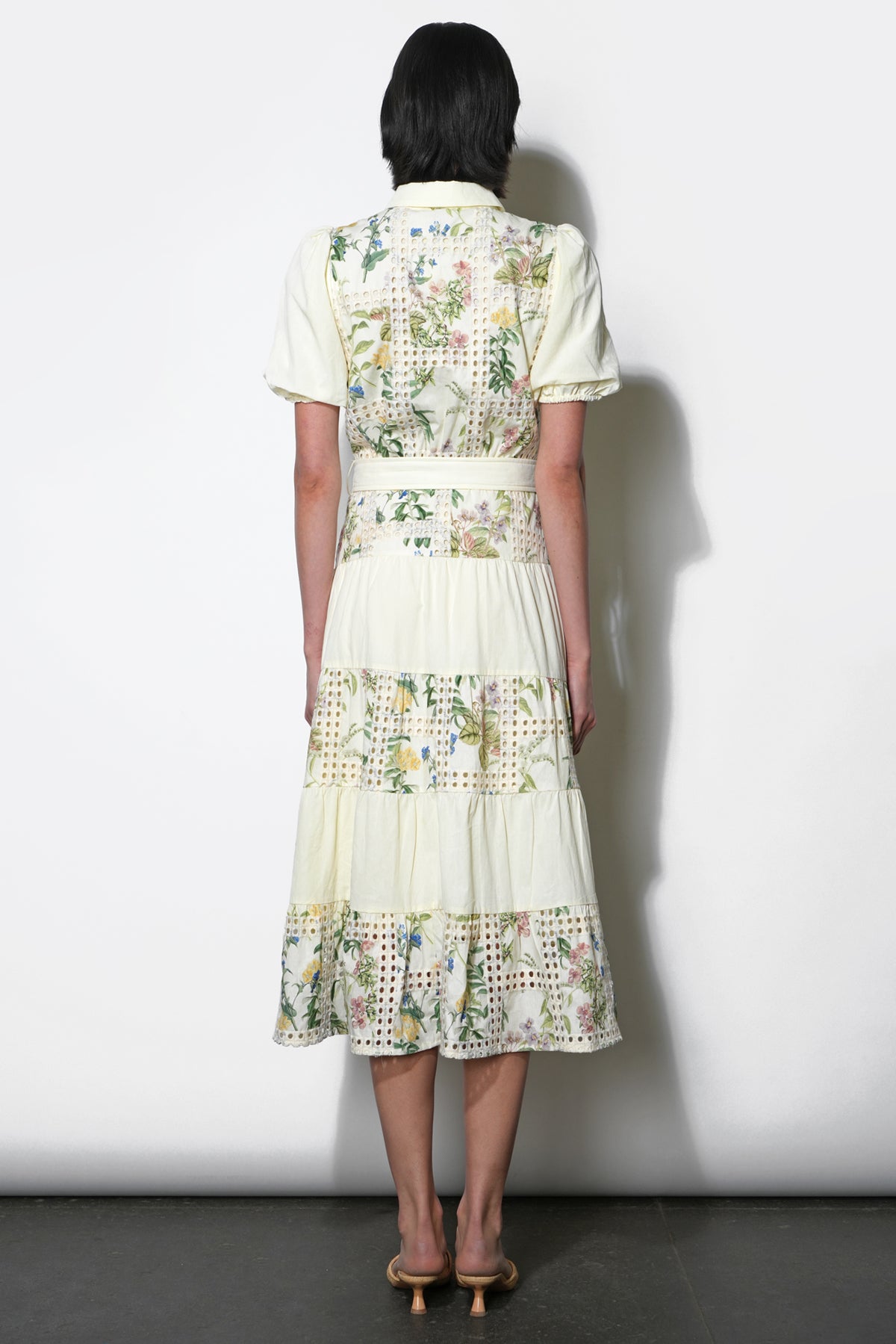 Octavia Embroidery Eyelet Tiered Midi Dress