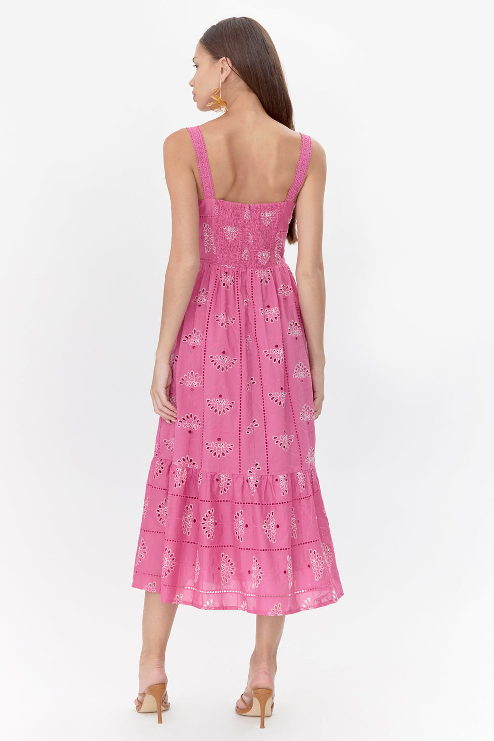 Merinda Embroidered Eyelet Midi Dress