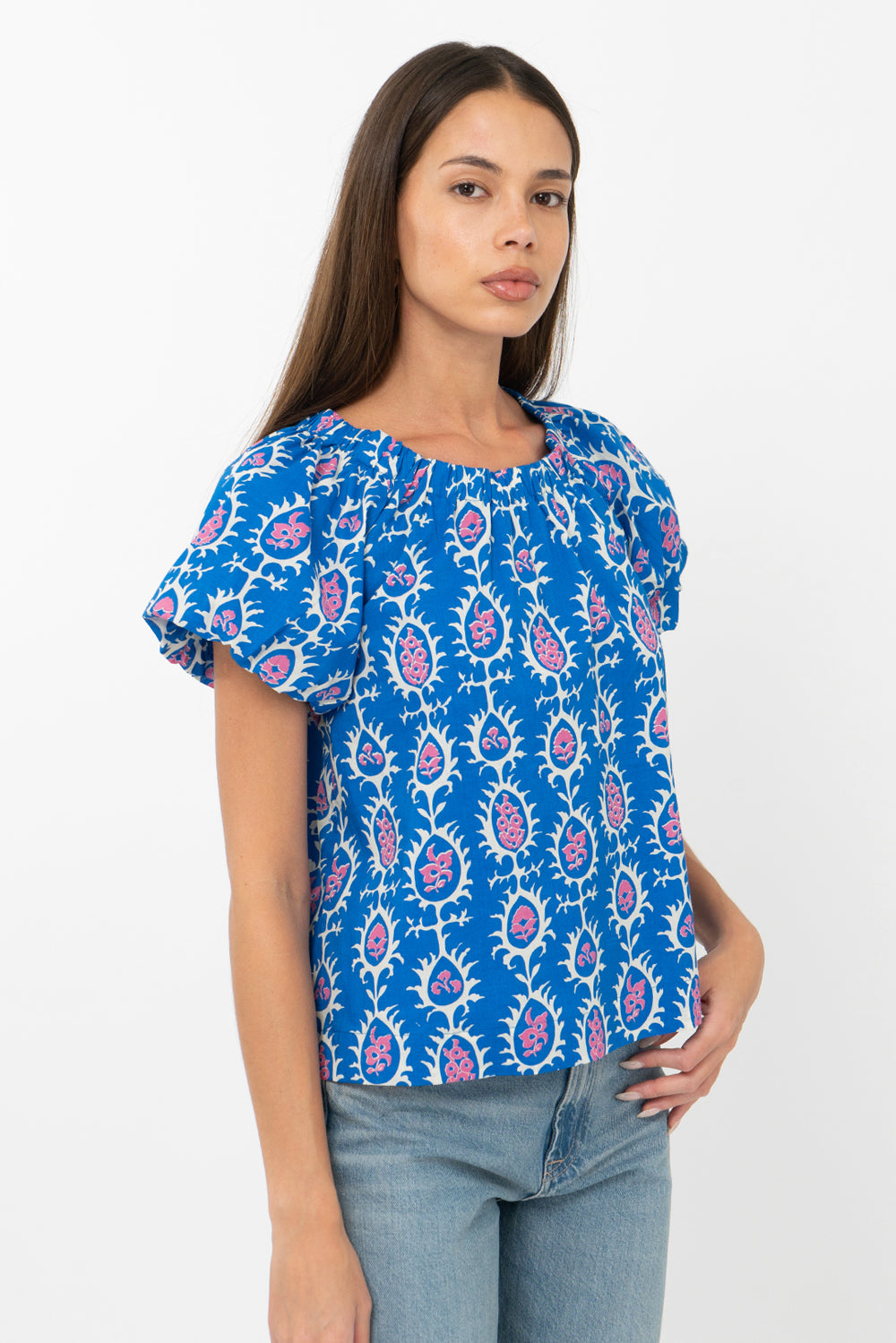 Ren Printed Flutter Sleeve Top