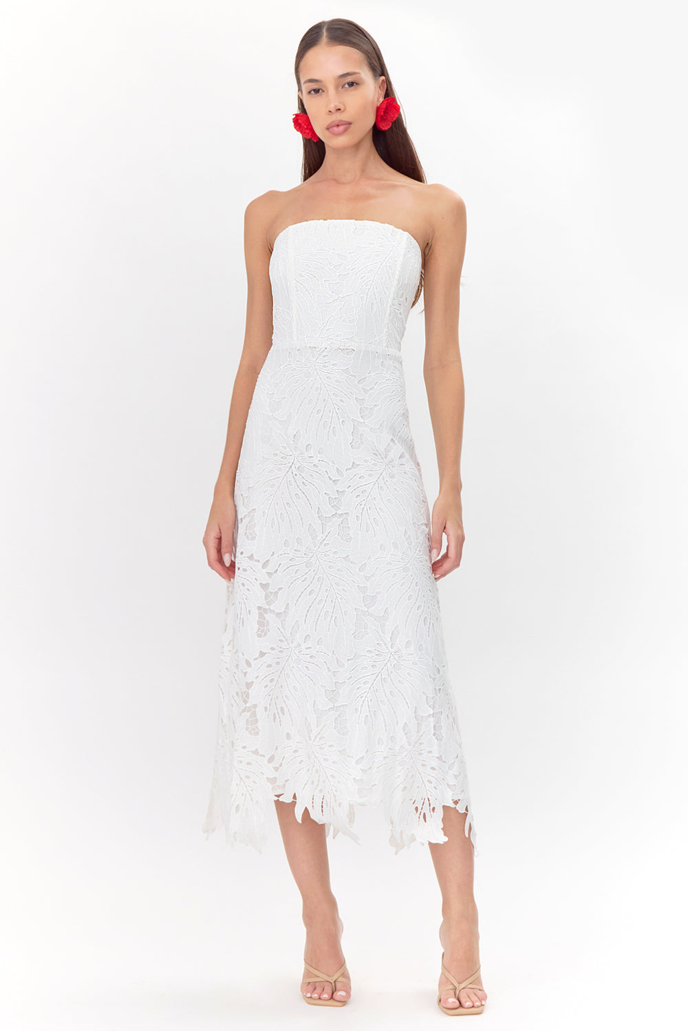 Jessika 3D Lace Scalloped Midi Dress