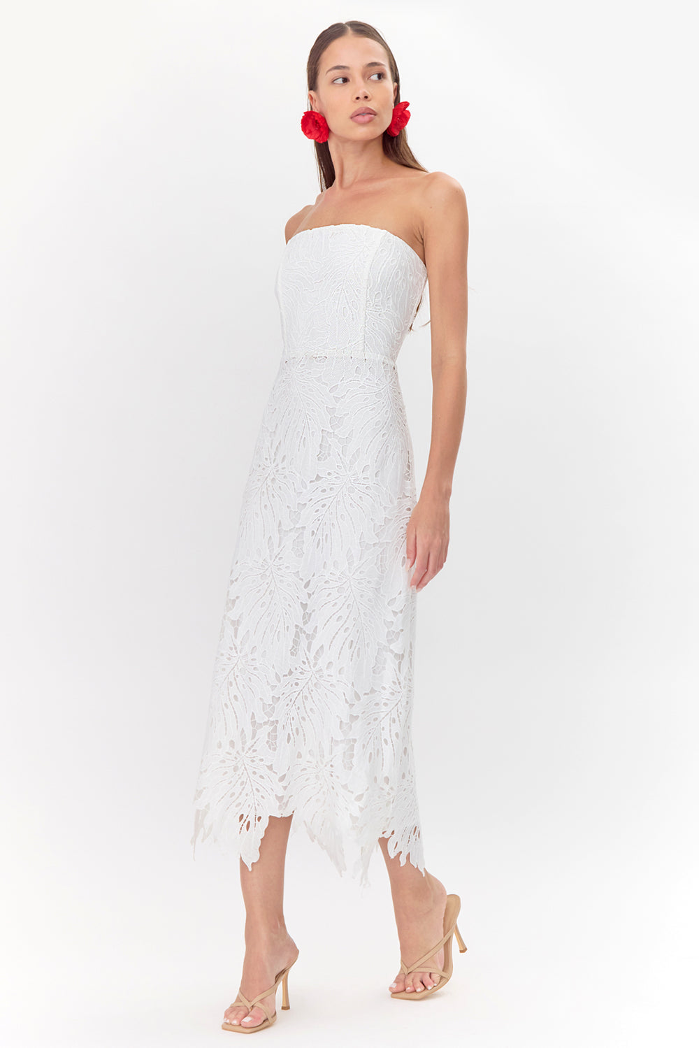 Jessika 3D Lace Scalloped Midi Dress