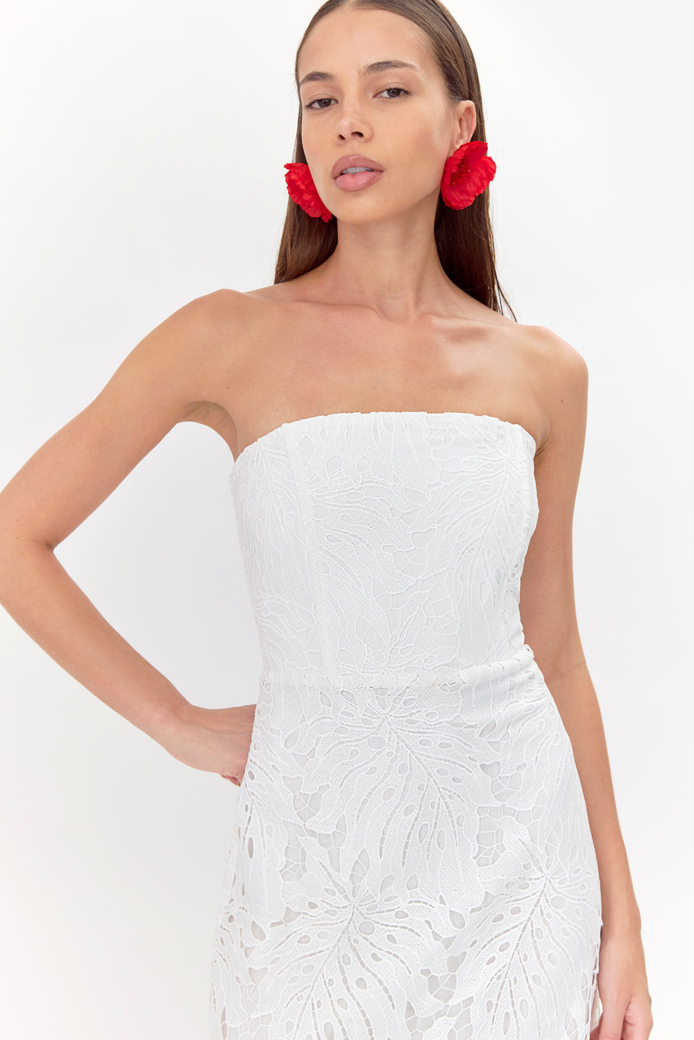 Jessika 3D Lace Scalloped Midi Dress