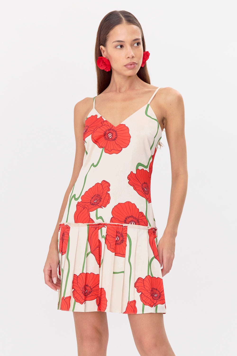 Camila Abstract Rose Print Pleated Mini Dress