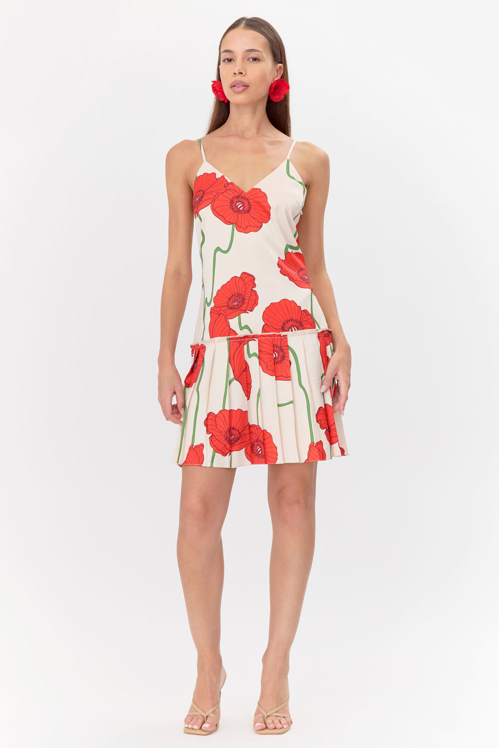Camila Abstract Rose Print Pleated Mini Dress