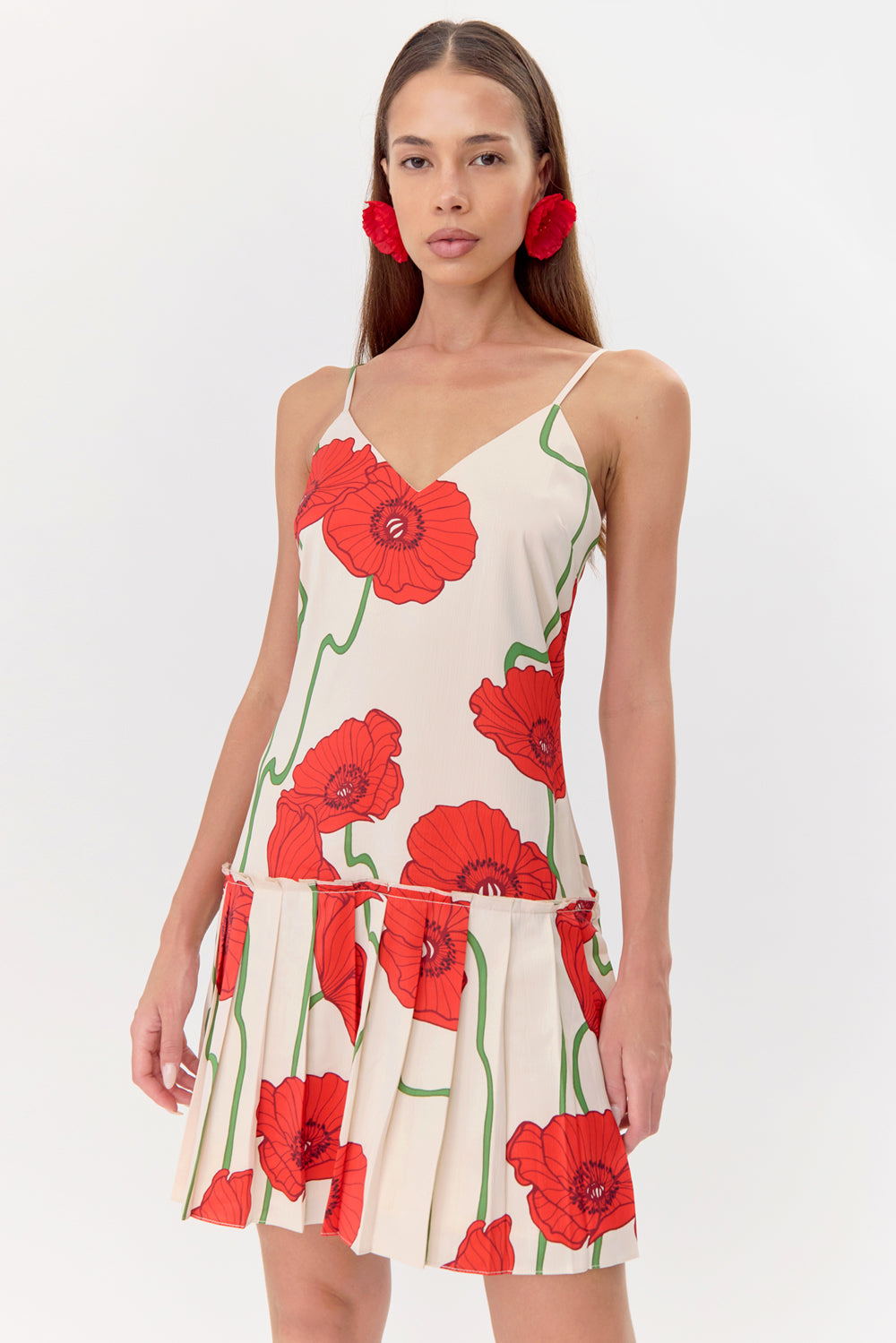 Camila Abstract Rose Print Pleated Mini Dress