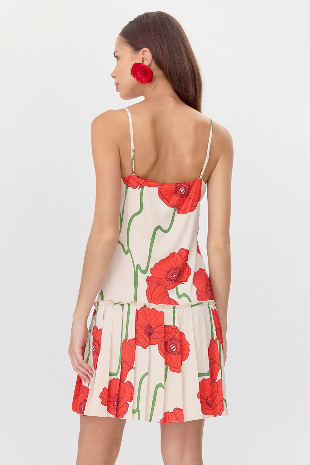 Camila Abstract Rose Print Pleated Mini Dress